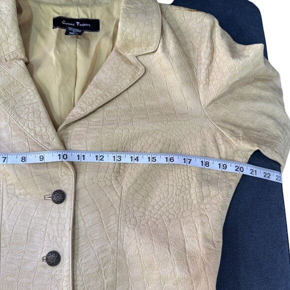Vintage Comme Toujours Women's 100% Leather Jacket Soft Tan Embossed Size 10 - Picture 10 of 12